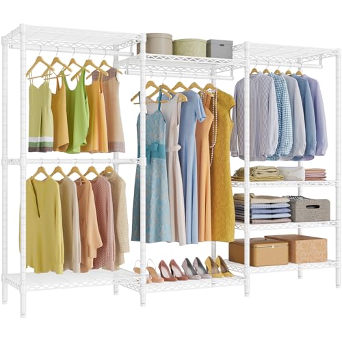 VIPEK V5 Plus Portable Closet Wardrobe Heavy Duty Clothes Rack, Large Free Standing Closet Rack for Hanging Clothes, 85.4" L x 15.7" W x 76.4" H, White - color: White, size: V5 Plus