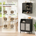 INNOD Bathroom Wall Cabinet, Wall-Mounted Medicine Cabinet with Adjustable Wood Shelf & Doors, Floating Bathroom Cabinet Over Toilet for Laundry Room & Kitchen & Living Room (Black) - color: Black