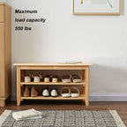 XKZG Storage Bench Wooden Shoe Rack Bench Simple Style Wood Entryway Bench (Natural,31.5") - color: Natural, size: 31.5"W x 11.8"D x 16.5"H
