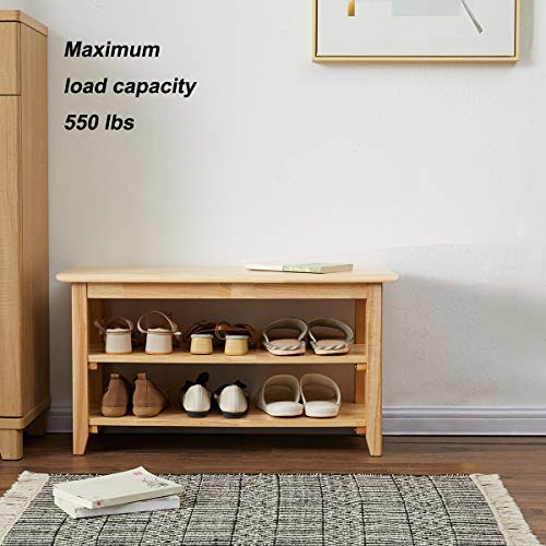 XKZG Storage Bench Wooden Shoe Rack Bench Simple Style Wood Entryway Bench (Natural,31.5") - color: Natural, size: 31.5"W x 11.8"D x 16.5"H