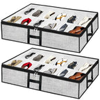 Under Bed Shoe Storage Organizer for Closet 2 Pack- Fits 24 Pairs Underbed Shoes Container Boxes, Light Grey - color: Light Grey-24pairs, style: H-Handle