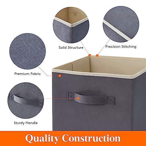 Lifewit Storage Cubes, Foldable Decorative Fabric Storage Baskets for Organizing Home Organizers with Handles for Shelves, Closet, 11 Inch Bins, 18L Gray, 12 Packs - color: Gray, size: 12pcs-11INCH