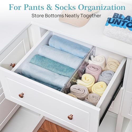 Vtopmart 8 Pack 6" Tall Upgrade Drawer Dividers for Big and Deep Drawer, 12.8"-22.3" Adjustable Expandable Dresser Drawer Organizer, Clear Plastic Separators for Dresser, Baby Supplies, Kitchenware - size: Tall-6"