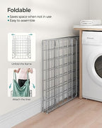 SONGMICS Laundry Hamper, 23.8 Gal. (90L) Laundry Basket, Collapsible Clothes Hamper, Removable and Washable Liner, Metal Wire Frame, for Bedroom Bathroom, Silver and Mint Green ULCB190C01 - color: Silver + Mint Green, size: 90 L