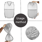 Collapsible Pop Up Laundry Hamper, Extra Large Mesh Foldable Laundry Basket, 28" x 16" x 16" (Grey) - color: 1P Grey