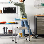 Amazon Basics 3-Shelf Heavy Duty Adjustable Wire Shelving Storage Rack on 2" PP Plastic Wheel Casters, Steel Utility Shelving Unit for Garage and Laundry Room, 23.2" x 13.4" x 32.75", Chrome - color: Chrome