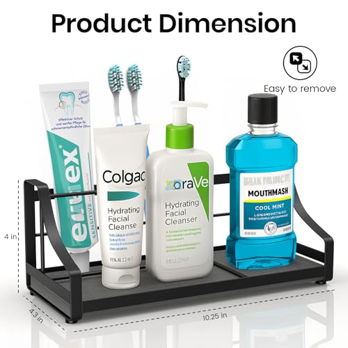 BOTEMY Toothbrush Holder with Instant Drying Stone - Bathroom Counter Organizer, Diatomite Electric Toothbrush Toothpaste Holders, Bathroom Sink Organizers and Storage,Black - size: X-Large