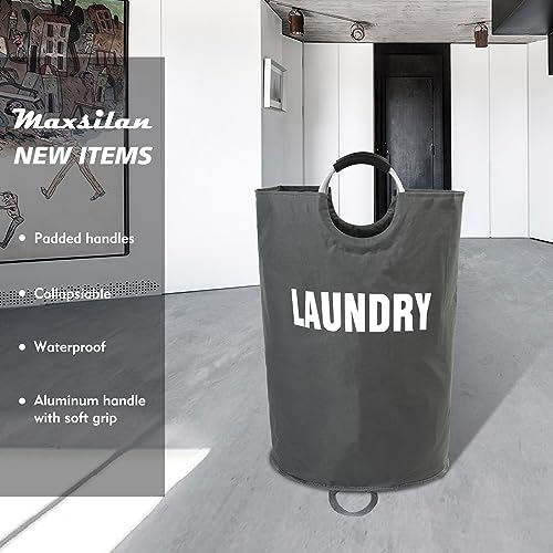Maxsilan 160L XX-Large Laundry Basket, Freestanding Tall Clothes Hamper, Collapsible Laundry Bag, Dark Grey - color: Dark Grey, size: 160L