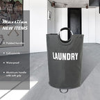 Maxsilan 160L XX-Large Laundry Basket, Freestanding Tall Clothes Hamper, Collapsible Laundry Bag, Dark Grey - color: Dark Grey, size: 160L