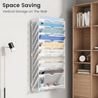 10-Tier Wall Mounted File Organizer, Metal Mesh Paper Holder (White) - color: White