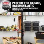 Rubbermaid 6-Pack Heavy Duty Durable 3 GAL Totes for Storage with Snap Lids and Handles, Plastic Storage Bins Stackable Black Gray for Home and Garage (3 GAL - 6 Pack Solid Black and Grey) - size: 3 Gal - 6 Pack