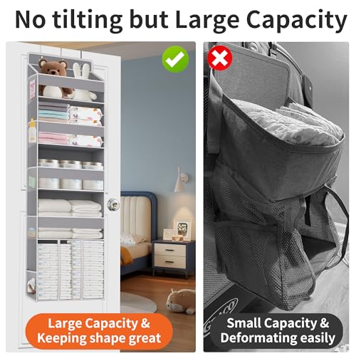 TAHAVICE Heavy Duty Over the Door Organizer with Large Capacity Caddy, Behind Door Storage with 10 Mesh Side Pockets, Back of Door Hanging Organizer for Closet, Bathroom, Laundry - color: Grey