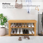 SMIBUY Bamboo Shoe Rack Bench, 3-Tier Shoe Organizer Storage Shelf for Entryway Hallway Bathroom Living Room (Natural) - color: Natural