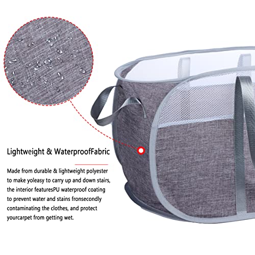 Pop Up Laundry Hamper，with Durable Handles collapsible laundry basket，Easy to Open and Fold for college Dorm,kids room，travel (Gray)… - color: Gray