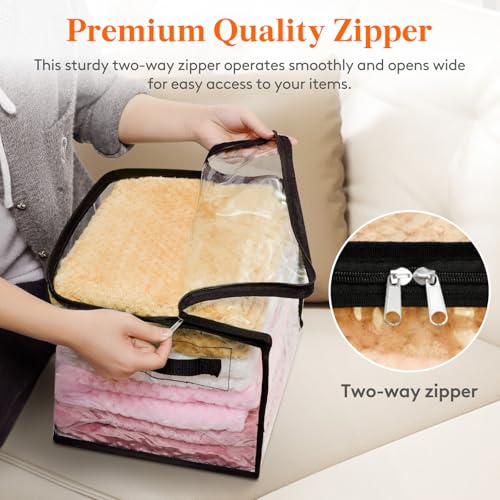 Lifewit 4 Pack Clear Clothes Storage Bags, Sweater Storage with Zipper, 18L Vinyl Foldable Moving Bags, Storage Container for Blankets Bed Sheet Sweater Yarns - size: 18L
