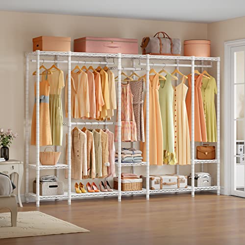 VIPEK V50 Closet Organizer System, Extra Large Heavy Duty Wardrobe Closet with Adjustable Shelves, Freestanding Clothing Rack for Bedroom, Walk-in Closet, Apartment, 1300 lbs Capacity, White - color: White
