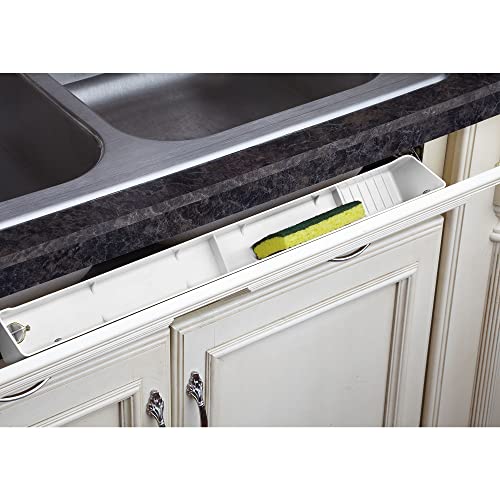 Rev-A-Shelf 24" Tip-Out Plastic Sink Tray for Kitchen and Bathroom Base Cabinets, Large Pullout Vanity Shelf Home Organizer, White, LD-6591-24-11-1 - size: 24 Inch