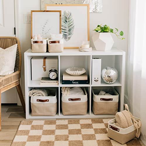 OrganiHaus Large Fabric Storage Baskets for Shelves 3 Pack, 15x11in Closet Storage Bins, Canvas Storage Bin for Organizing, Cloth Baskets, Linen Closet Organizers, Beige/Off-White - color: Beige / Off-White, size: Large - 3pc
