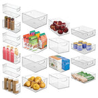 iDesign Stackable Plastic Handle Bin Assortment Set - Storage Organizers for Kitchen, Fridge, Pantry, Home -18 Pack, Clear - style: Pack of 18