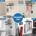 2 Pack Mop and Broom Holder Wall Mount, 5 Racks and 4 Hooks Broom Organizer Storage Garage Tool Racks Wall Mounted Mop Hanger for Home Kitchen Garden Laundry (Black) - style: 2 PACK BLACK