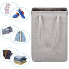 i BKGOO Laundry Basket with Handles Grey Coffee-Slim Laundry Bin Collapsible Dirty Clothes Basket Narrow Laundry Bag Foldable Dirty Hamper for Camping, Dorms, Apartments - color: Grey