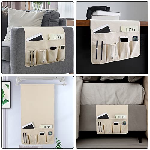 NB Sofa Armrest Organize Remote Holder Bedside Caddy Organizer With 5 Pockets，Non-Slip Couch Remote Control Holder Couch Armchair Caddy Accessories (Beige, 35''X18'') - color: Beige, size: 35''x18''