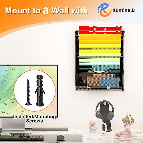 Kuntine.B Wall File Organizer (Black, 7 Tier) - color: Black, size: 7 Tier
