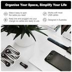 Cable Organizer with Multiple Compartments, Secure Cable Ends, Prevent Tangling, Tidy Workspace, Charging Solution, Desk Organizer Cord Management, White Plastic