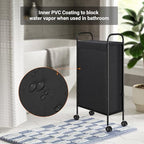 ELYKEN Slim Laundry Hamper with Lid, 50L Small Rolling Laundry Basket on Wheels, 7.9” Narrow Dirty Cloth Cart with Removable Inner Bag for Small Bathroom, Bedroom, Black - style: Black-50L