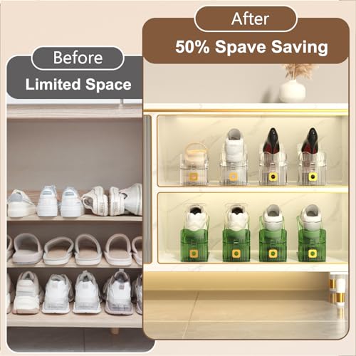 6Pack Shoe Slot Organizers Clear Shoe Stacker Organizer for Closet Shoe Holder Space Saver Rack Storage for Closet (Clear, 6Pack) - size: 6 PACK
