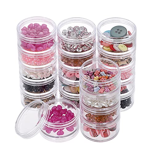 Hipiwe 4 Set Stackable Cosmetic Containers with Screw Lids Plastic Sample Jars 30ml Clear Empty Jars Makeup Sample Containers Nail Accessories Organizer - size: 4Packs 1.9"D x 4.8"H