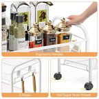 TOOLF 5-Tier Rolling Cart, Metal Utility Cart with 3 Hooks, Easy Assemble Mobile Storage Trolley On Wheels, Metal Shelving Units Kitchen Bathroom Laundry Room - color: White, size: 5-Tier