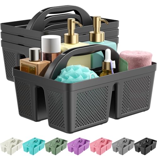 4 Pack Portable Shower Caddy, Integrated Handle, Reinforced Plastic, Organizer Storage Bathroom Supplies and Beauty Products, Cleaning Supplies, Shower Basket for Home, Dorm, Shelf and Cabinet - color: Black