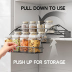 3-Tier Pull Down Spice Rack Organizer for Inside Cabinet Pantry Expandable Display Riser Shelf Kitchen Seasoning Shelf(27.5cm/10.8in) - size: 27.5 cm/10.8 in/Gun