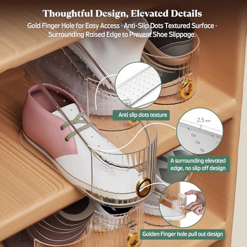 Clear 10 Pack Shoe Slot Organizer, Shoe Stacker Organizer Holders for A Pair of Shoes, Adjustable Thickening Double Layer 50% Shoe Space Saver Rack Storage for Closet (clear, 10 Pack) - size: 10 Pack