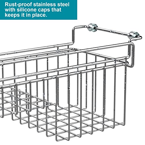 Over The Kitchen Sink Caddy Sponge Holder Organizer Drying Rack Expandable for Sponge Brush Soap Dish Cloth Rag 14.5" to 22", Stainless Steel - size: 14.5" to 22"