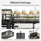SNTD Dish Drying Rack - Extendable Dish Rack, Large Sink Drying Dish Drainer for Kitchen Counter, Stainless Steel Dish Strainer with Utensil Holder (Black) - color: Black