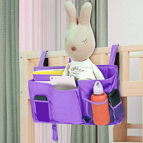 Bunk Bed Organizer - Bedside Storage Caddy with Pocket, Hanging Organizer for Camp, Dorm, Room, Hospital Bed Rail and More (Purple) - color: Purple