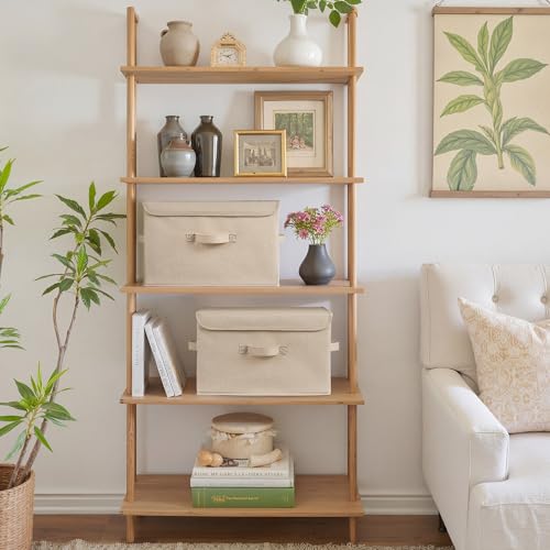 GRANNY SAYS Stoarge Basket with Lid, Decorative Storage Boxes, Closet Storage Bins for Clothes, Collapsible Stackable Organization, Khaki, 2-Pack - color: Khaki, size: Large-2 Pack