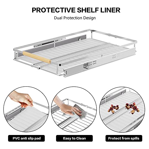Pull Out Cabinet Shelf, Slide Out Cabinet Organizer Heavy Duty Under Sink, Anti Rust Kitchen Organizer Basket, Smooth Roll Expandable Sliding Drawer, 2 Pack Chrome 15.9''-26.2'' - color: 2 pack, size: M(15.9''-26.2''W x 16.9''D)