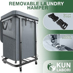 40 Gal(150L) High Grade Large Laundry Basket with Wheels, Rolling Laundry Hamper, Laundry Cart with Metal Frame and Removable Bag Design, Suitable for Laundry Room, Bedroom - color: Grey, size: 1 Section 150L