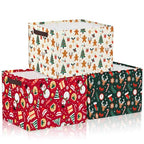 Geelin 3 Pcs Christmas Baskets Storage Gingerbread Christmas Tree Snowman Basket for Gifts Collapsible Waterproof Canvas Xmas Storage Bin Organizer with Handles for Book Closet Shelf Nursery Decor - style: Christmas Classics