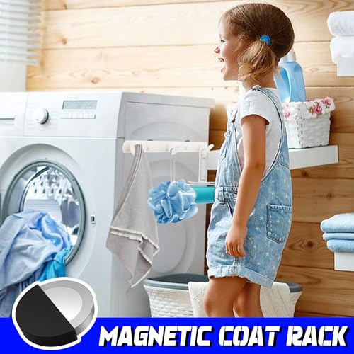 ULIBERMAGNET Magnetic Coat Hooks,Heavy Duty Magnetic Rack,Strong Rubber Magnetic Hanger for Refrigerator,Metal Cabinet,Door,Hanging Coat, Towel, Bag, Scarf, Helmet(White/3 Hooks) - color: White, size: 3 Hooks Magnetic Rack