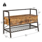 IRONCK Storage Bench, Industrial Shoe Rack Bench with Storage Box, Holds Up to 240 LB Shoe Organizer for Entryway, Bedroom, Closet & Hallway, Entryway Bathroom