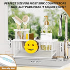 Sponge Holder for Kitchen Sink,Smiley Face Sink Caddy with Removable Brush Holder,Self-Draining Sponge Caddy for Sponge,Soap,Dish Brush,Scrubber,Kitchen Essentials and Gadgets-White - color: 1 Tier White