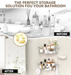 Corner Shower Caddy, 3-Pack Adhesive Shower Organizer with Soap Holder and Hooks, Rustproof Corner Shower Shelves, No Drilling Bathroom Organizer for Bathroom