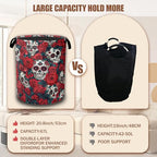 Skull Red Rose Laundry Hamper,Flowers Skeleton Laundry Baskets,Waterproof Oxford Cloth Toy Storage for Bedroom,Bathroom,Nursery,16x20.8 Inch - color: Skull Red Rose,Flowers Skeleton