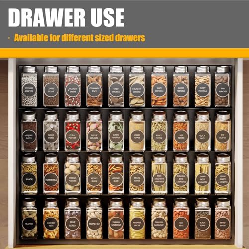 Famhap Spice Drawer Organizer, 4 Tier Expandable from 11.6" to 23.2" Seasoning Rack Tray Insert for Kitchen Drawers, Spice Rack Tray for Drawer/Countertop - color: Black, size: 4pcs