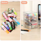 BTSKY Clear Acrylic Storage Organizer with Drawers, 5-Layer Desktop Organizer for Office Essentials, Multi-Purpose Stackable Container for Bathroom Vanity, Desk Makeup Jewelry Container Storage Box - size: 5-layer