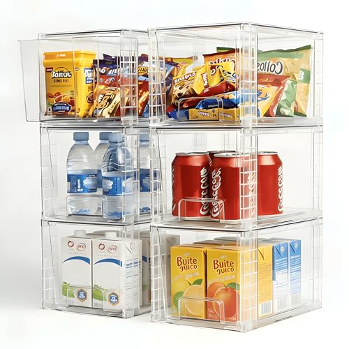 6 Pack Stackable Acrylic Storage Drawers – Clear Plastic Organizer Bins, Easy to Assemble, Suitable for Bathroom, Undersink, Kitchen, Pantry, Makeup, Medicine Organization - size: 6Pack 7"H
